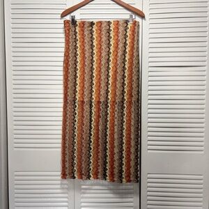 Sweet Rain 70s Inspired Y2K Autumn Tones Crocket Knit Pencil Midi Skirt Size L